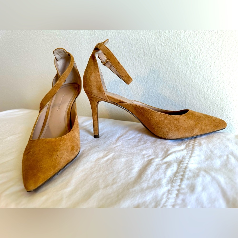 Banana Republic suede, ankle strap, 3.5” heels, used, worn 5 times